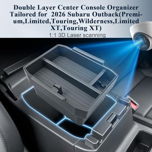 BIBIBO 2Packs for 2026 Subaru Outback Center Console Organizer 2026 Subaru Outback(Premium,Limited,Touring,Wilderness,Limited XT,Touring XT) Console Tray 2026 Outback Console Insert Tray-Double Layers - Image 2