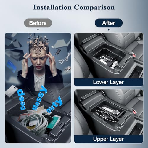 BIBIBO 2Packs for 2026 Subaru Outback Center Console Organizer 2026 Subaru Outback(Premium,Limited,Touring,Wilderness,Limited XT,Touring XT) Console Tray 2026 Outback Console Insert Tray-Double Layers - Image 4