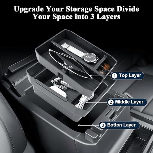BIBIBO 2Packs for 2026 Subaru Outback Center Console Organizer 2026 Subaru Outback(Premium,Limited,Touring,Wilderness,Limited XT,Touring XT) Console Tray 2026 Outback Console Insert Tray-Double Layers - Image 3