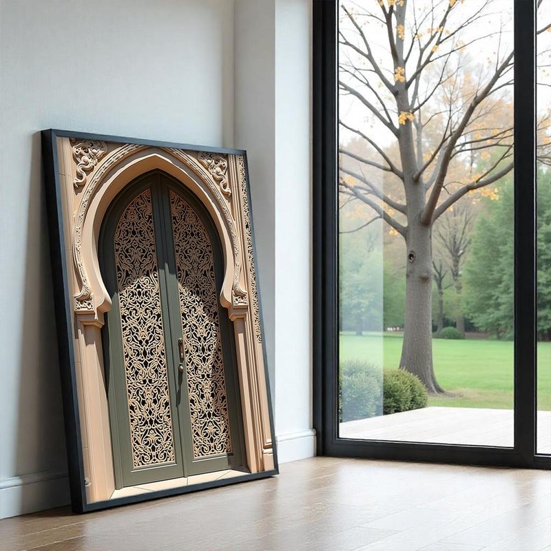 ماركتنا لوحة قماشية بتصميم الفن النجدي مع برواز مجوف مقاس (40×60) قطعة واحدة - Image 3