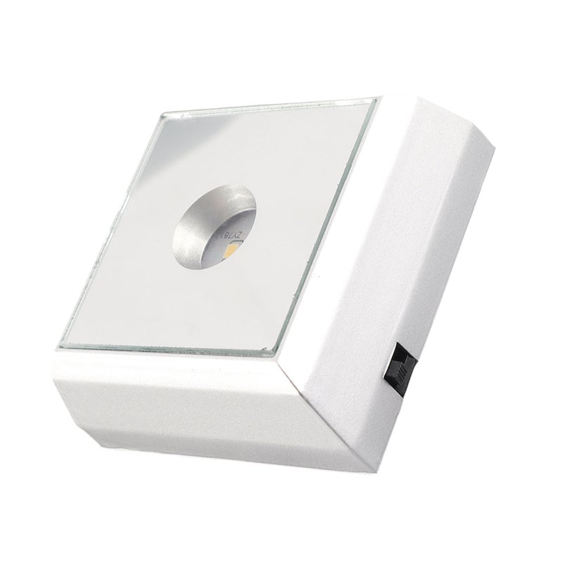 Square LED Lamp Base Stand Holder for Crystal Acrylic Statue Artware Display Silver - Image 4