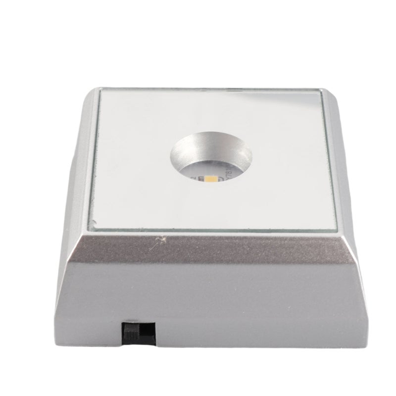 Square LED Lamp Base Stand Holder for Crystal Acrylic Statue Artware Display Silver - Image 3