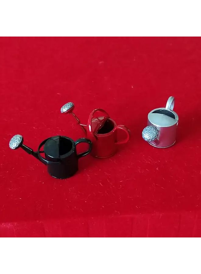 Miniature Watering Can Garden Tools Dollhouse Red Iron Metal - Image 3