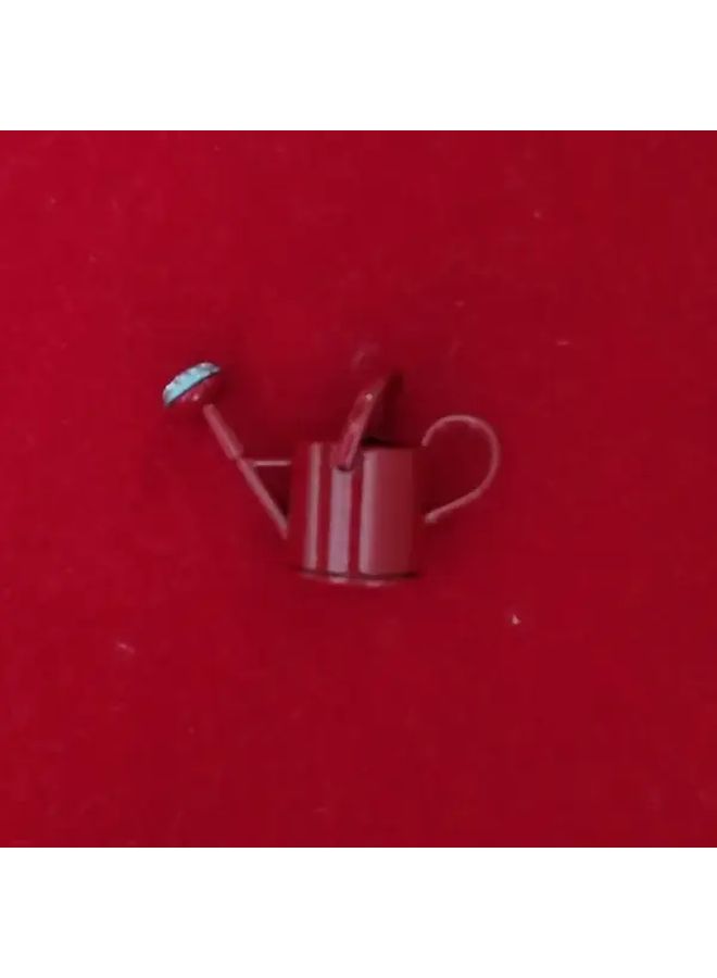Miniature Watering Can Garden Tools Dollhouse Red Iron Metal - Image 1