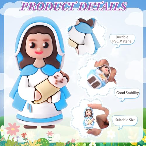 JellyArch 50 Pcs Mini Virgin Mary Figurines Mother Mary Holding Jesus Hide and Seek Figures for Sunday Easter Eggs Stuffers Baptism Gift Multicolor - Image 5