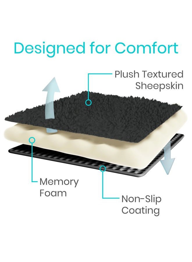 VIVE Wheelchair Armrest Cover Memory Foam Sheepskin Pad For Office & Transport Chair Soft Support Cushion Accessories For Padded Arm Rest Kids Adults Comfort Padding Pressure Relief Black - Image 5