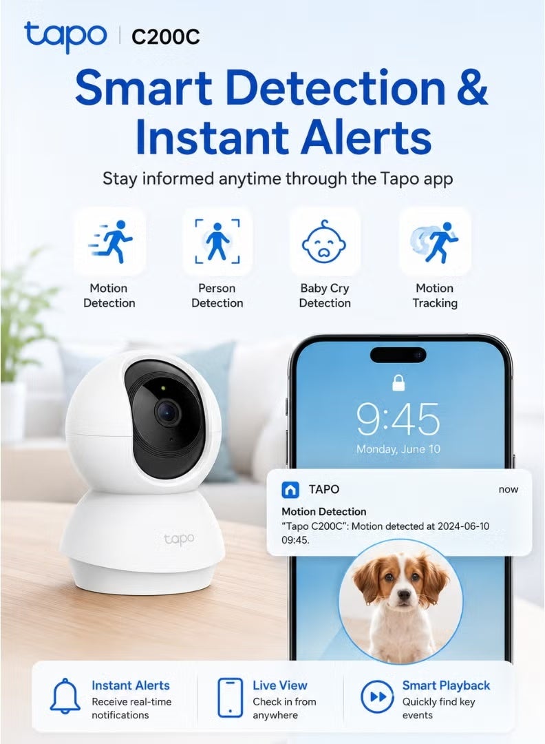 tapo TP-Link C200C Pan/Tilt 1080P Full HD Wi-Fi Security Camera with Night Vision - Image 5