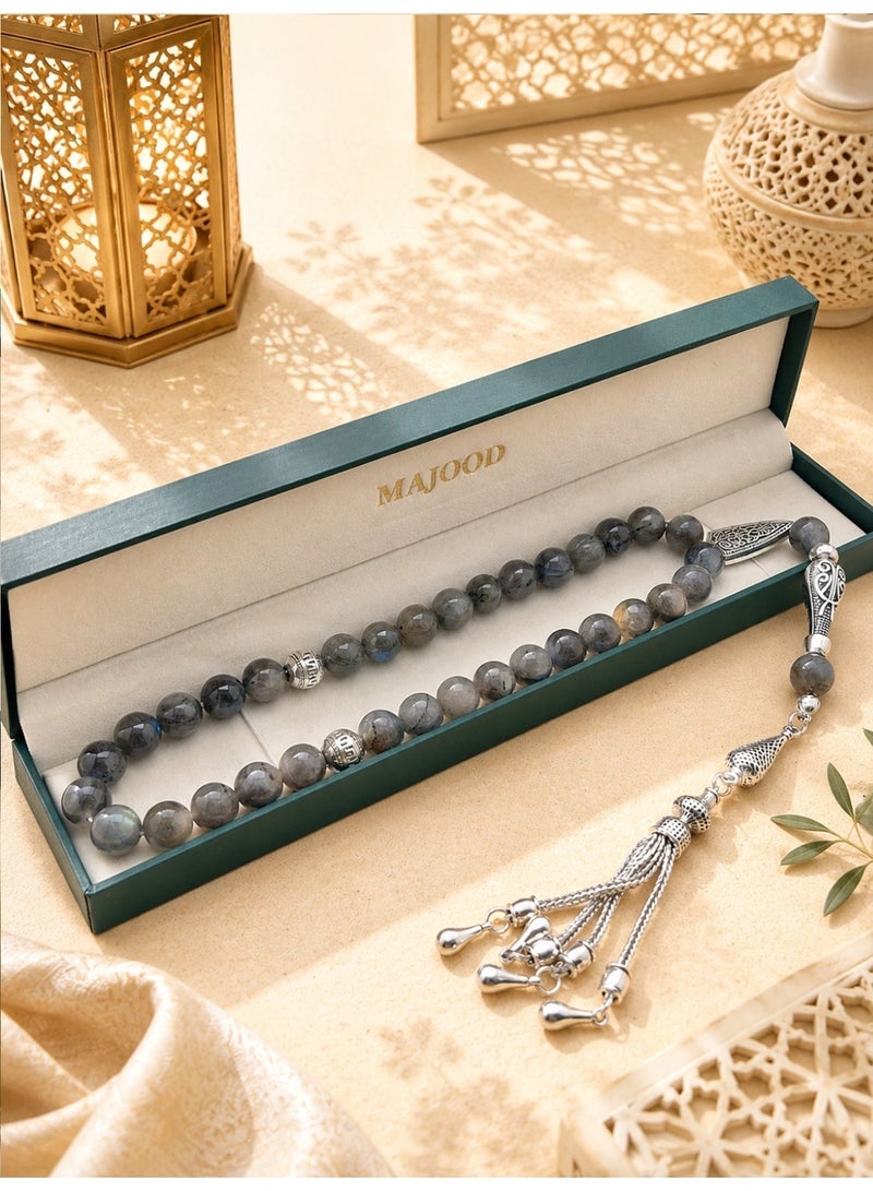 MAJOOD 33 Real Moonstone Stone Prayer Beads/Tasbih/10MM/For Men and Women/Ramadan Gift - Image 2