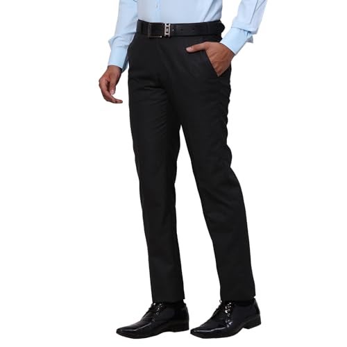 Raymond Men's Slim Fit Mid Rise Formal Trousers, Poly Viscose Blend, Solid Pattern, Flat Front | Dark Grey - Image 3