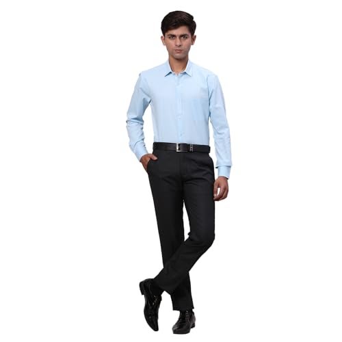Raymond Men's Slim Fit Mid Rise Formal Trousers, Poly Viscose Blend, Solid Pattern, Flat Front | Dark Grey - Image 5