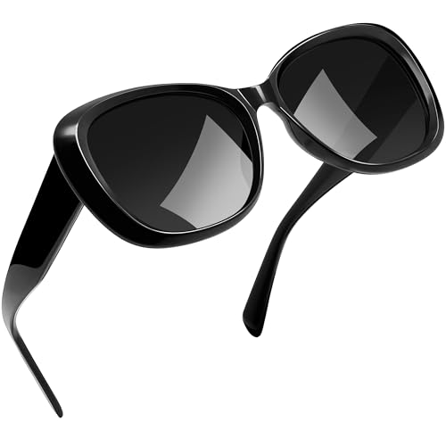 Joopin Oversized Acetate Sunglasses Polarized UV Protection Trendy Butterfly Shades for Women Ladies Sun Glasses (Black) - Image 1