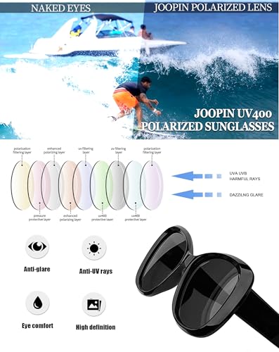 Joopin Oversized Acetate Sunglasses Polarized UV Protection Trendy Butterfly Shades for Women Ladies Sun Glasses (Black) - Image 3