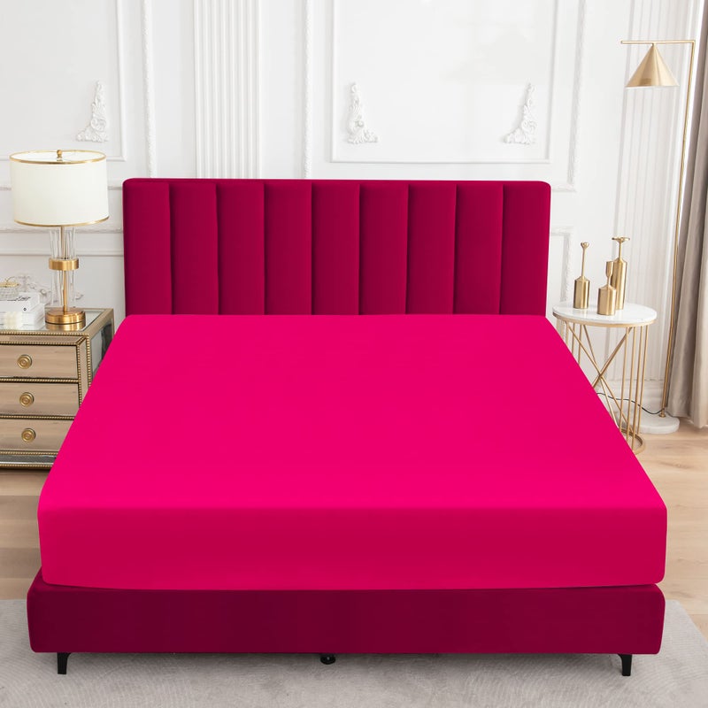 Sufdari Twin Mattress Protector Waterproof Mattress Cover Twin Size for Bed 18"" Deep Pocket Fitted Sheet Style Mattress Protector with Elastic Rubber Band-Deep Pink Twin - Image 3