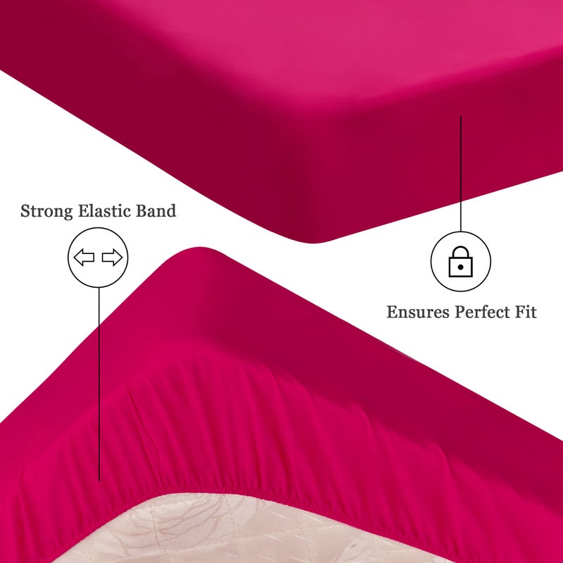 Sufdari Twin Mattress Protector Waterproof Mattress Cover Twin Size for Bed 18"" Deep Pocket Fitted Sheet Style Mattress Protector with Elastic Rubber Band-Deep Pink Twin - Image 4