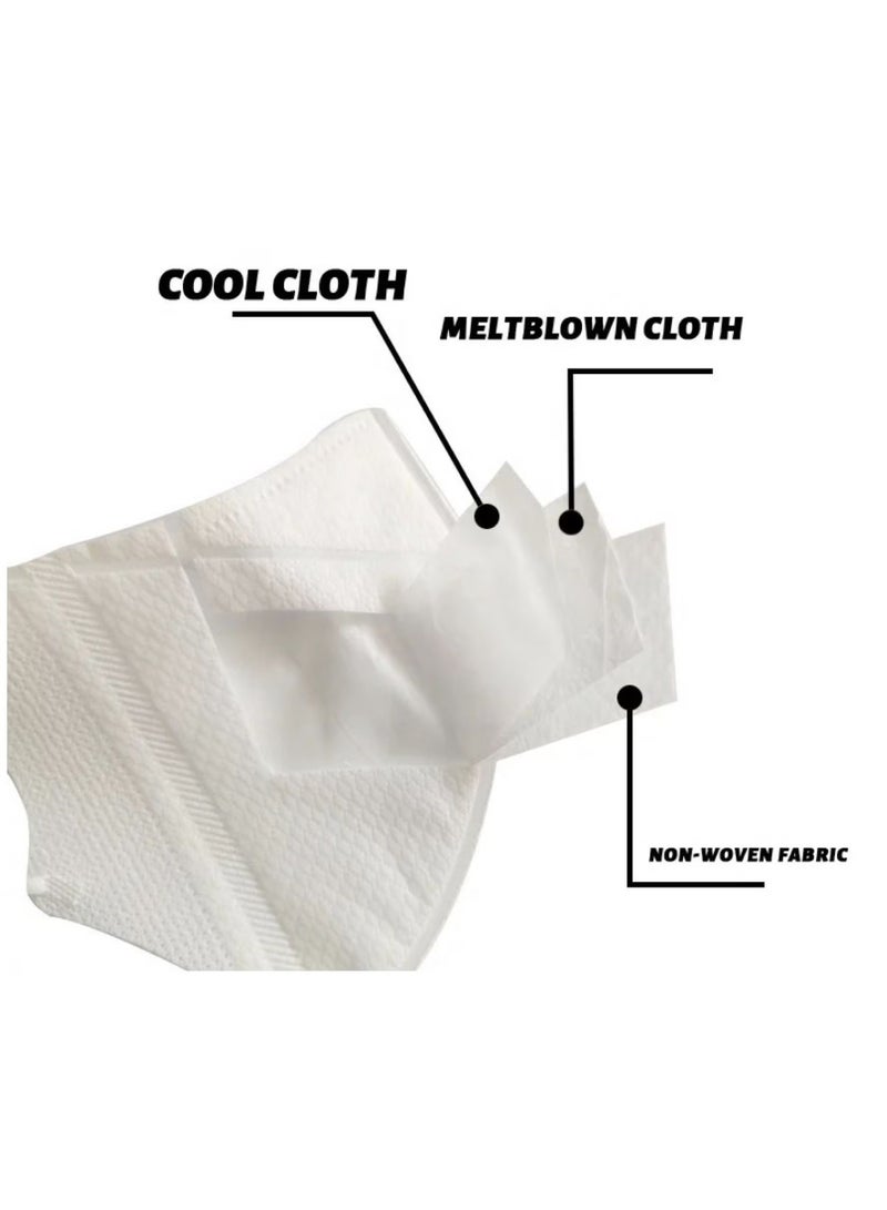 20 Pcs 3D Disposable Face Mask Unisex Adult's 3-Ply Melt Blown Filter Face Mask With Elastic Ear Loop -White - Image 3