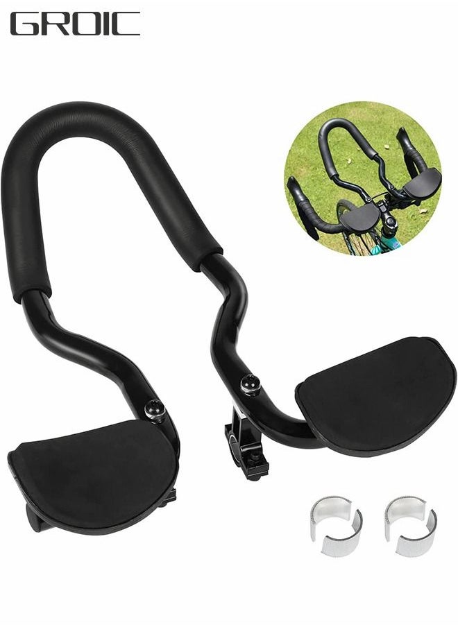 GROIC Bike Aero Bars, Bicycle Rest Handlebar TT Handlebar with Sponge Cushion for Mountain Bike, Road Bike 22.2 - 25.4mm Clamps Bicycle Mountain Handlebar Cycling Biking Accessories Part  - Image 1