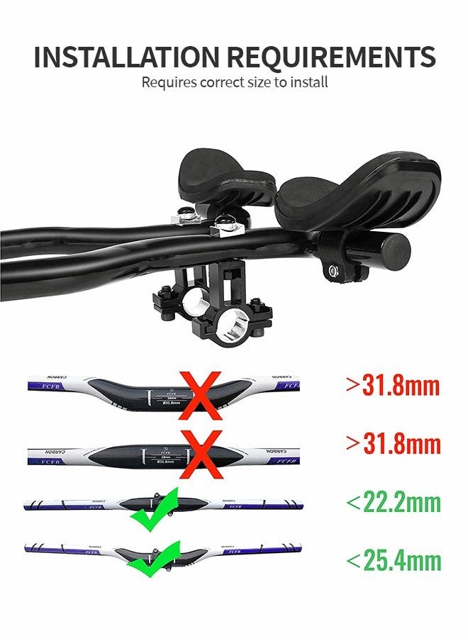 GROIC Bike Aero Bars, Bicycle Rest Handlebar TT Handlebar with Sponge Cushion for Mountain Bike, Road Bike 22.2 - 25.4mm Clamps Bicycle Mountain Handlebar Cycling Biking Accessories Part  - Image 2