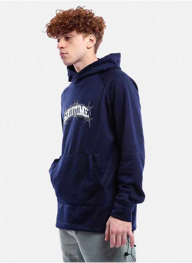 RAVIN - Printed "Good Time" Slip On Heather Navy Blue Hoodie - Image 1