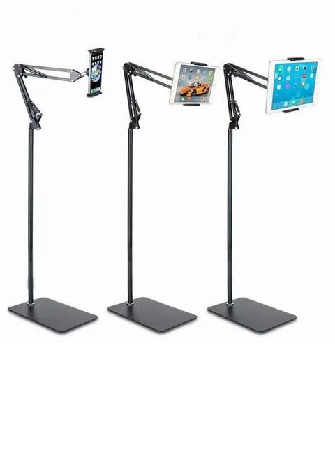 Tablet Floor Stand  360-degree Rotatable Metal Tablet Holder with Flexible Gooseneck Holder Long Arm  Compatible with iPad Mini Air Pro  All Cell Phones iPhone & Tablets (4.5-11-inch)