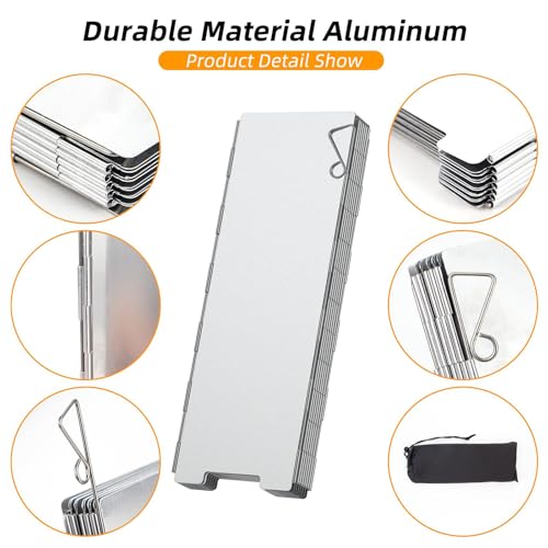 Oligitdi Stove Windscreen, 10 Plates Stove Windshield, Folding Aluminum Camping Burner Windshield, Lightweight Compact Folding Camp Stove Windscreen with Drawstring Bag, for Camping Stoves - Image 4