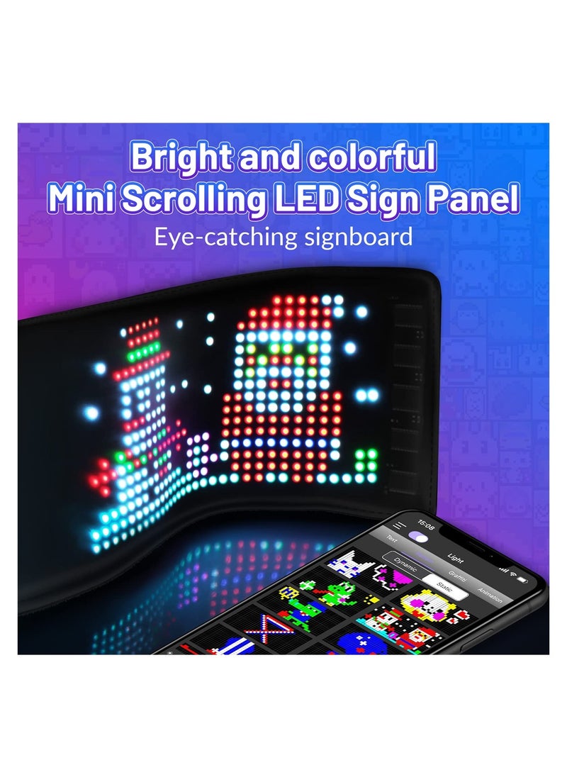 SYOSI Rechargeable Mini LED Sign, 7.2''x3.4 Wireless Bluetooth LED Message Sign, Small Light Sign for Car, Smart App Control Programmable Custom LED Matrix Panel for Home Decor, Car, Party  - Image 2