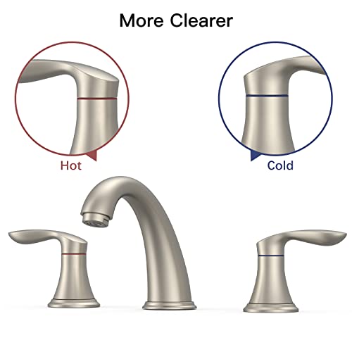 Hosslly Bathroom Sink Faucet, Faucet for Bathroom Sink, Widespread Brushed Nickel Bathroom Faucet 3 Hole with Stainless Steel Pop Up Drain and cUPC Lead-Free Hose - (Brushed Nickel) - Image 5