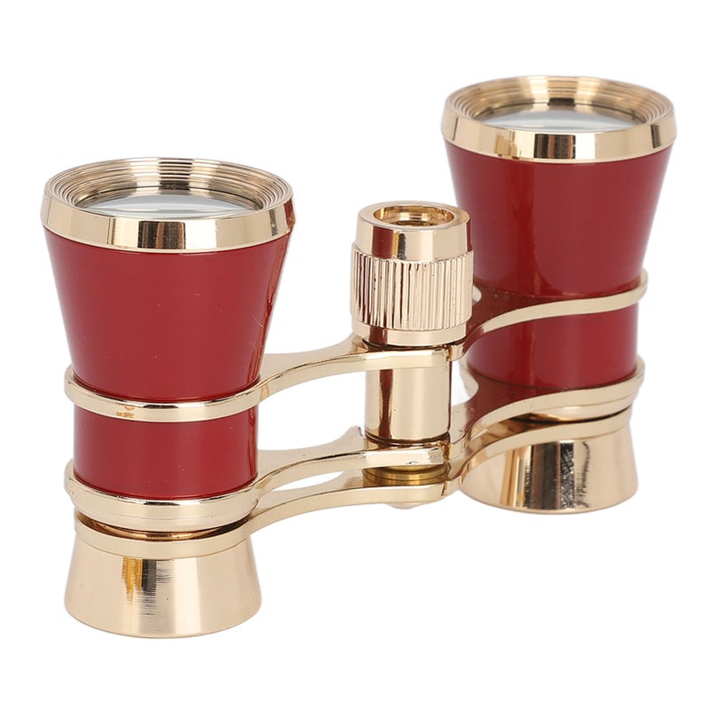 3X25 Theater Glasses Opera Binocular 3X25 Opera Glasses Binoculars with Chain for Bird Watching Outdoor Hunting Camping Vintage Red - Image 3