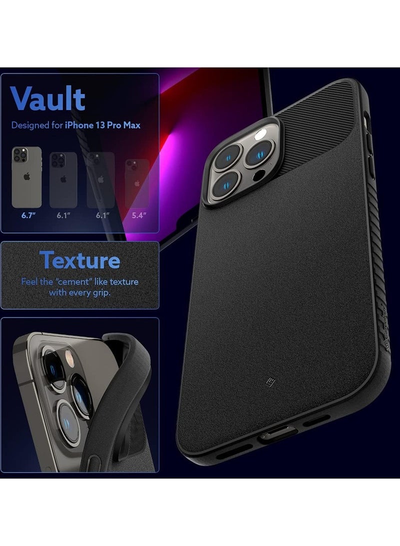 Caseology Vault for iPhone 13 Pro Max Case Cover with Integrated Grip - Matte Black - Image 2