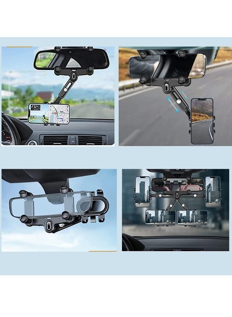 Car Phone Holder 360°Rotatable Phone Holder For Car Rear View Mirror Mobile Holder For Car Adjustable GPS Holder For All Mobile Phones Fits Bigger Vehicles & Air Freshener  - Image 3