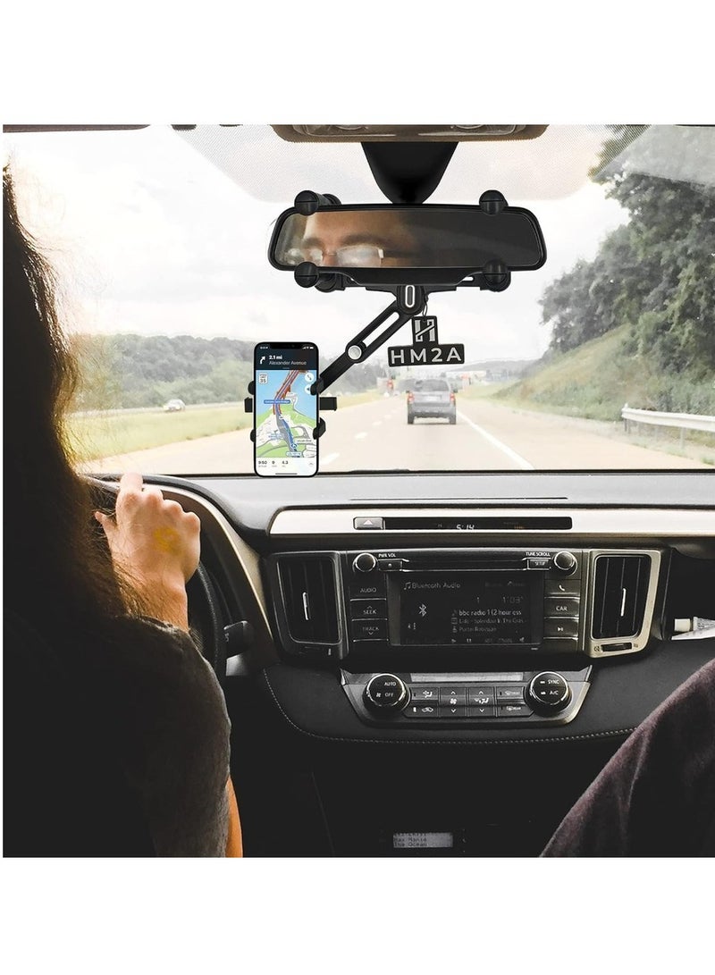 Car Phone Holder 360°Rotatable Phone Holder For Car Rear View Mirror Mobile Holder For Car Adjustable GPS Holder For All Mobile Phones Fits Bigger Vehicles & Air Freshener  - Image 5
