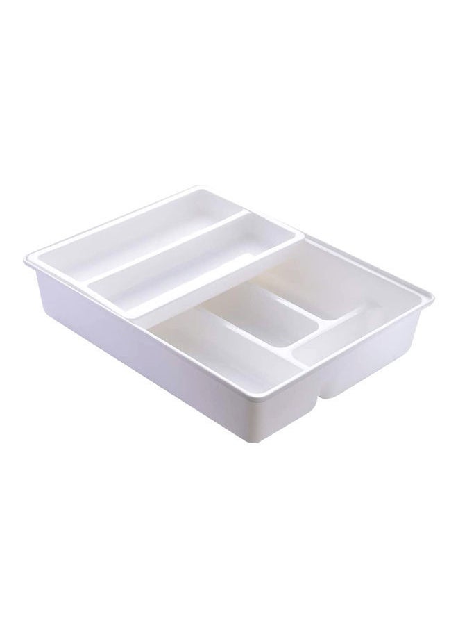 NIBEMINENT Non-Slip Cutlery Tray With 6 Compartments White 30.5x24x6.5cm  - Image 1