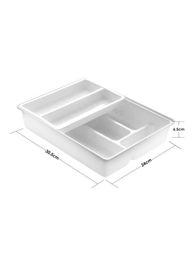 NIBEMINENT Non-Slip Cutlery Tray With 6 Compartments White 30.5x24x6.5cm  - Image 3