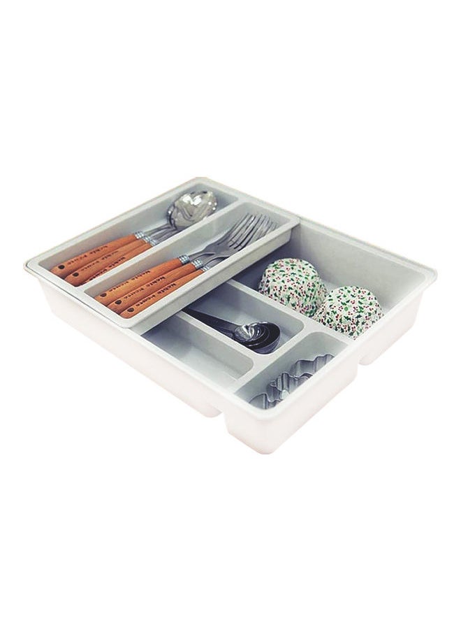 NIBEMINENT Non-Slip Cutlery Tray With 6 Compartments White 30.5x24x6.5cm  - Image 2