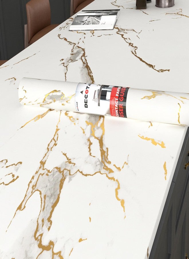 Decotalk White Marble Contact Paper for Countertops 17.7x120 Inch White and Gold Contact Paper Peel and Stick Countertop Contact Paper Waterproof White and Gold Marble Contact Paper Marble Wallpaper - Image 1