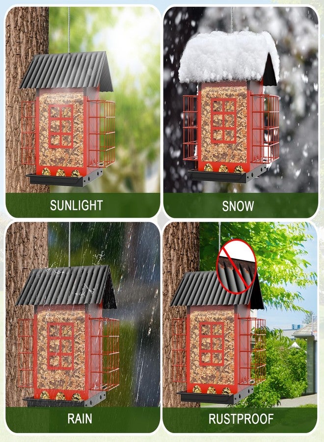 FlowaFoli Bird Feeders for Outdoors Hanging, Metal Bird Feeder with Double Suet Cage Cake, Large Capacity, Birdfeeders Durable & Weatherproof, Easy to Clean & Refill, Great for Attracting Wild Birds - Image 3