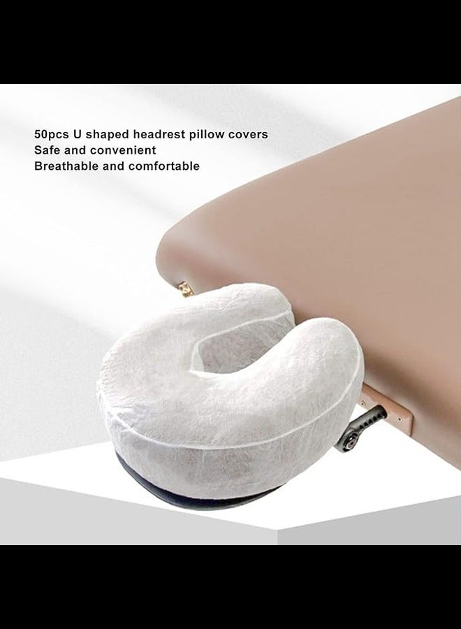 50pcs Disposable U Shaped  Pillow Covers, Breathable Headrest Pillow Cover, Perfect for Beauty Salons, Spas