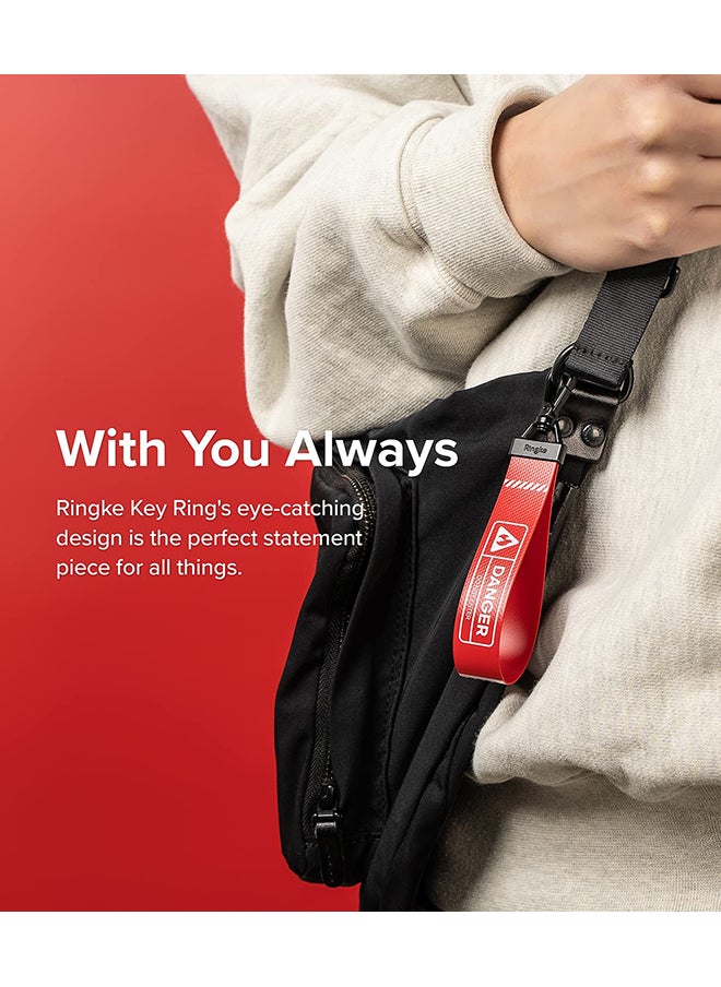 Ringke - حزام حلقة المفاتيح متوافق مع سماعات الأذن والمفاتيح والكاميرات وبطاقة الهوية QuikCatch Keyring Lanyard - Danger Red - Image 1