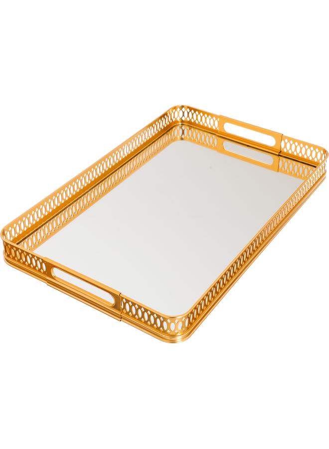 السيف  صينية تقديم زجاجية مستطيلة ذهبية مقاس 40×26×4.3 سم - Image 2