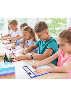 erorex Qiven Dry Erase Pockets Reusable Plastic Sleeves Waterproof Dry Erase Sheet Protectors Teaching Supplies For Classroom School Office Home Mixed Colors 10X14 Inches 10 Pack  - Image 5