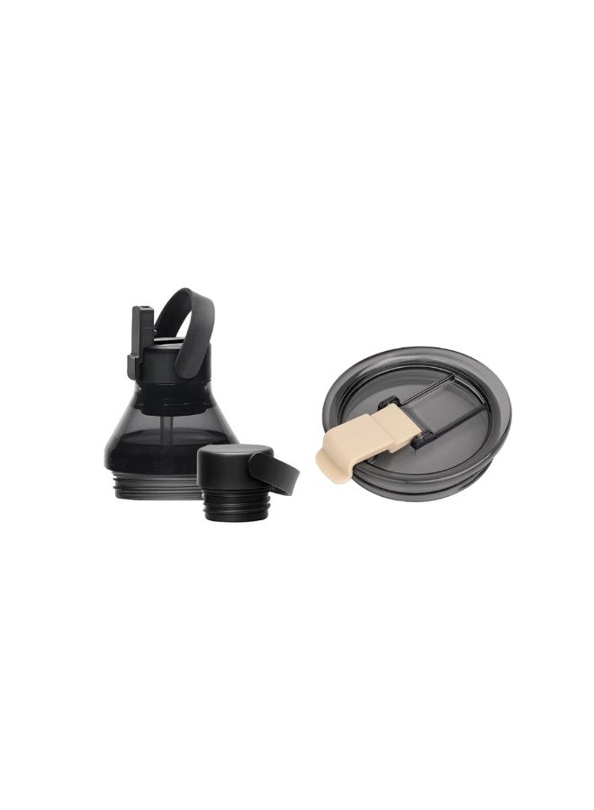 STTOKE Bundle | STTOKE Multi-Lid Collection | Coloured Tritan Leakproof Lid & Hydrate+ | Bottle Extension Base | Accessories  (Black Hyd+ & Yellow) - Image 1
