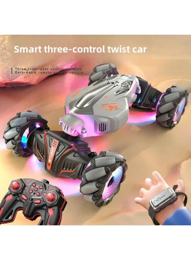 Loquat One-piece Delivery Gesture Induction Twist Car 2.4g Remote Control Off-road Vehicle Light Spray Double-sided Stunt Children's Toys-Color:Red Drift Wheel 】-Proportion:Standard Single Power - Image 2