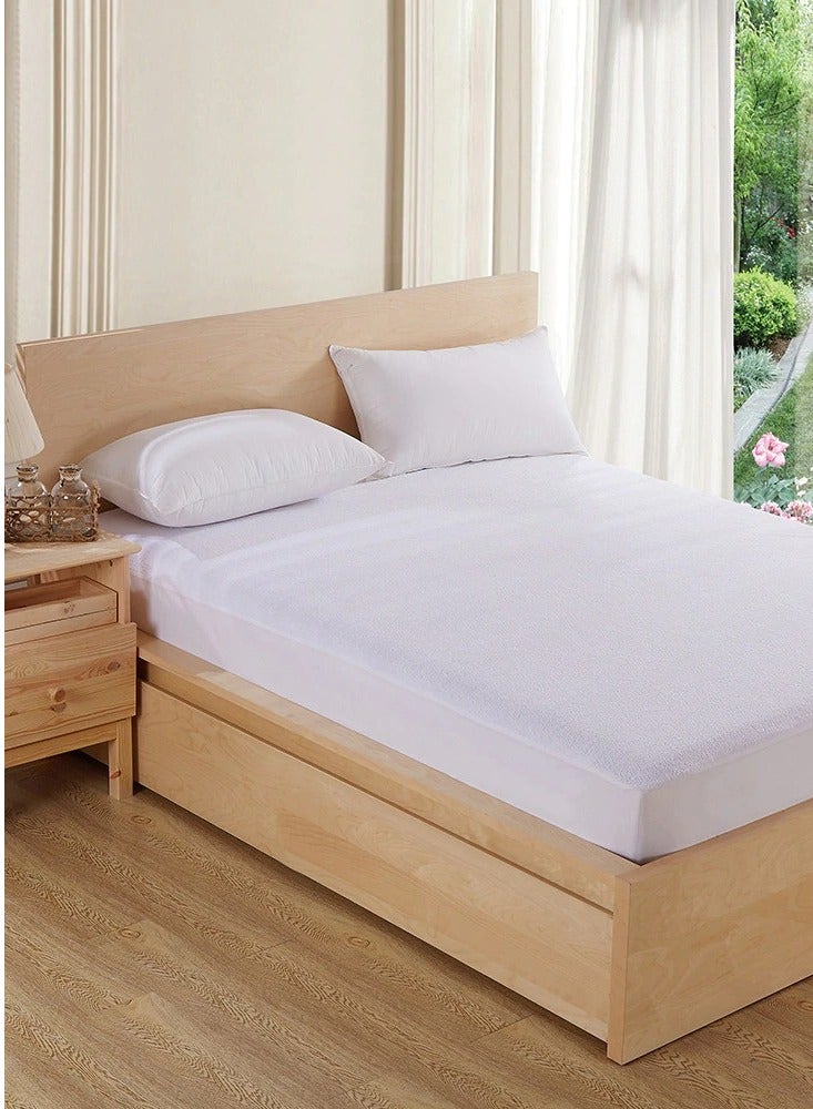 Fabienne Waterproof Mattress Protector Single 120x200cm Bamboo fiber Cotton Jersey+TPU Pad Cover for Pets Kids Adults Deep Pocket Style 100% Waterproof Mattress Protector Single Size White  - Image 2