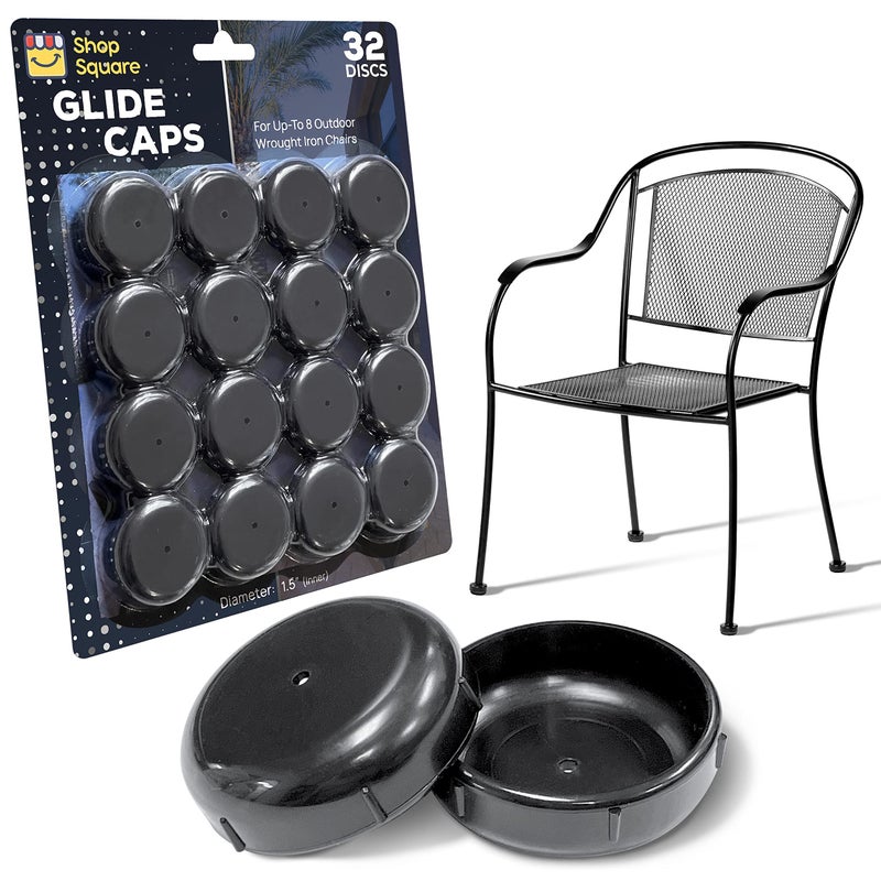 Wrought Iron Patio Furniture Feet Caps 32 Pack Black  15 Round Plastic Outdoor Chair Leg Caps Patio Furniture Replacement Feet