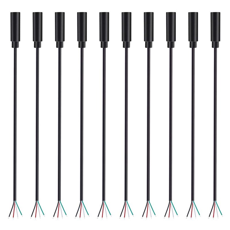 Fancasee (10 Pack) Replacement 3.5mm Female Jack to Bare Wire Open End TRRS 4 Pole Stereo 1/8" 3.5mm Jack Plug Connector Audio Cable for Headphone Headset Earphone Microphone Cable Repair - Image 1