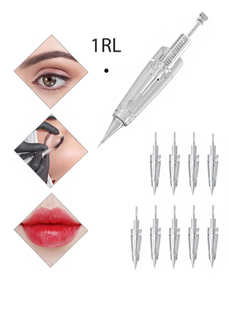 HaLunhi 10 pcs Eyebrow Tattoo Needles，For eyebrows, eyeliner and lips (1RL) - Image 1