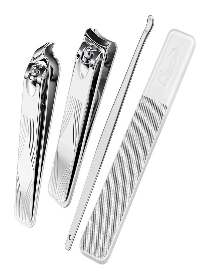 TENOC 4-in-1 Nail Clippers Set, Magnetic Case Manicure Kit, Sharp Stainless Steel Silver Nail Cutter, Pedicure Tools for Men & Women - Image 1