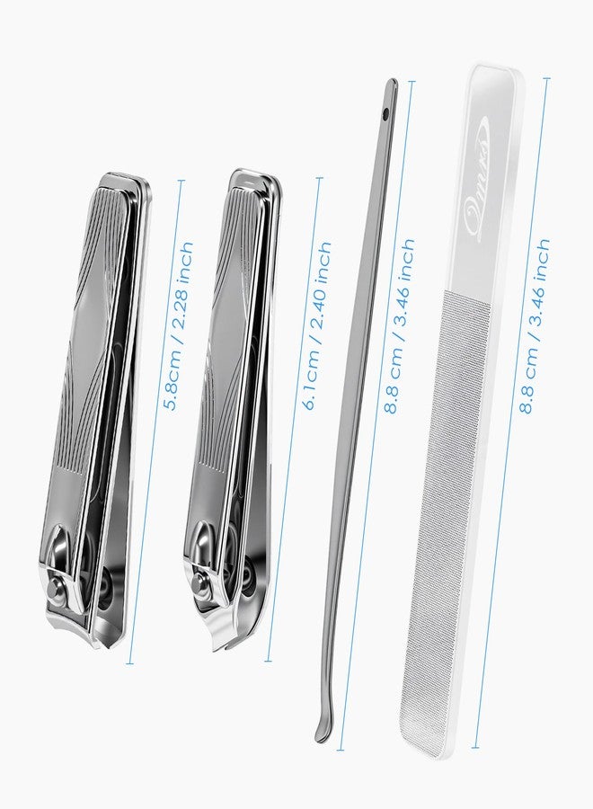 TENOC 4-in-1 Nail Clippers Set, Magnetic Case Manicure Kit, Sharp Stainless Steel Silver Nail Cutter, Pedicure Tools for Men & Women - Image 2