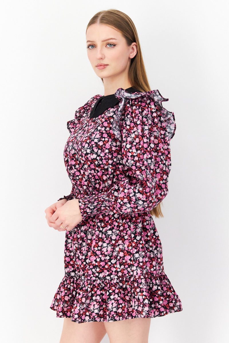 Miss Selfridge Women Petite Floral Print Mini Casual Dress, Multicolor - Image 4