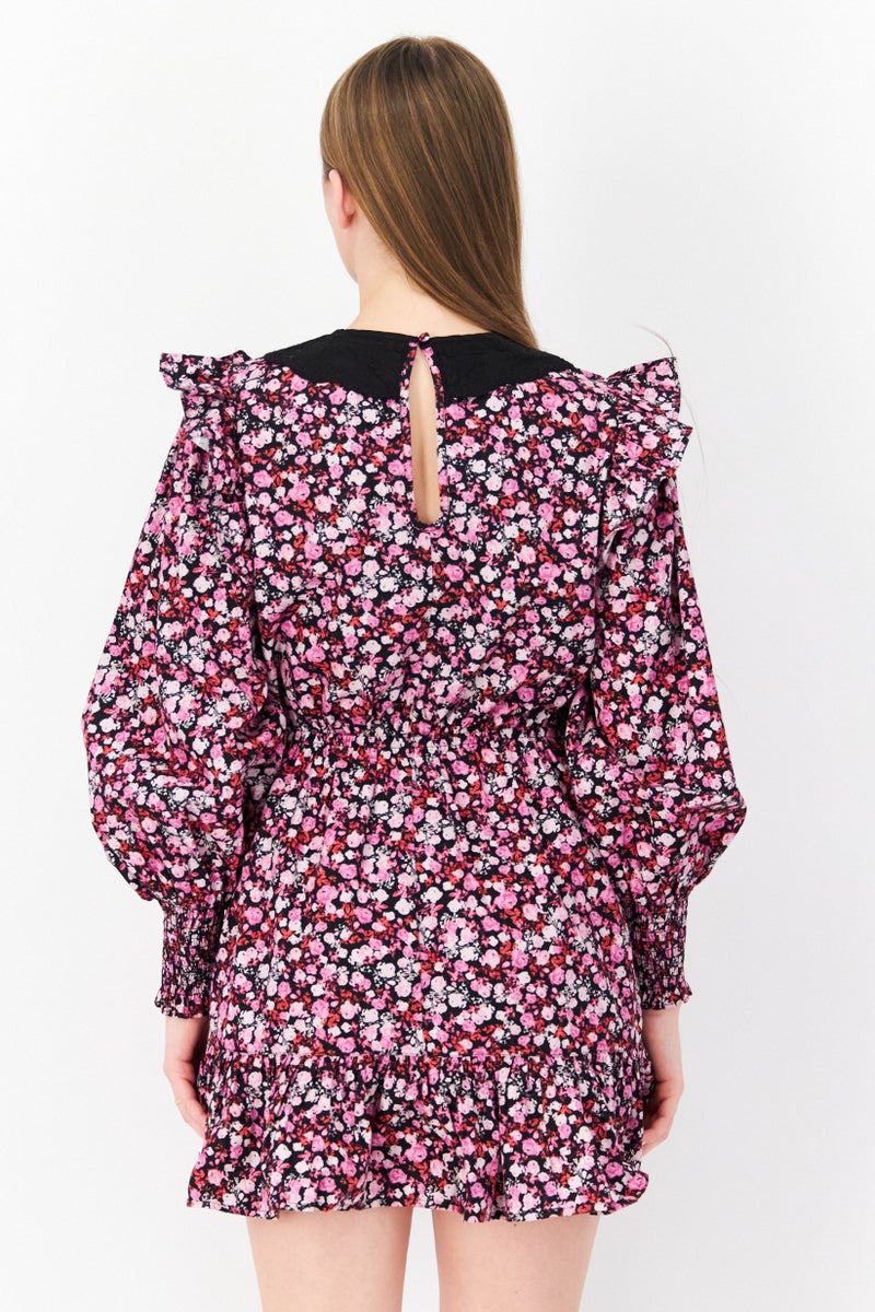 Miss Selfridge Women Petite Floral Print Mini Casual Dress, Multicolor - Image 2