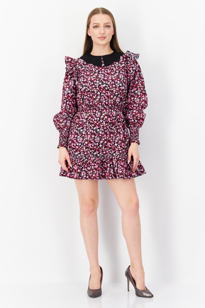 Miss Selfridge Women Petite Floral Print Mini Casual Dress, Multicolor - Image 3
